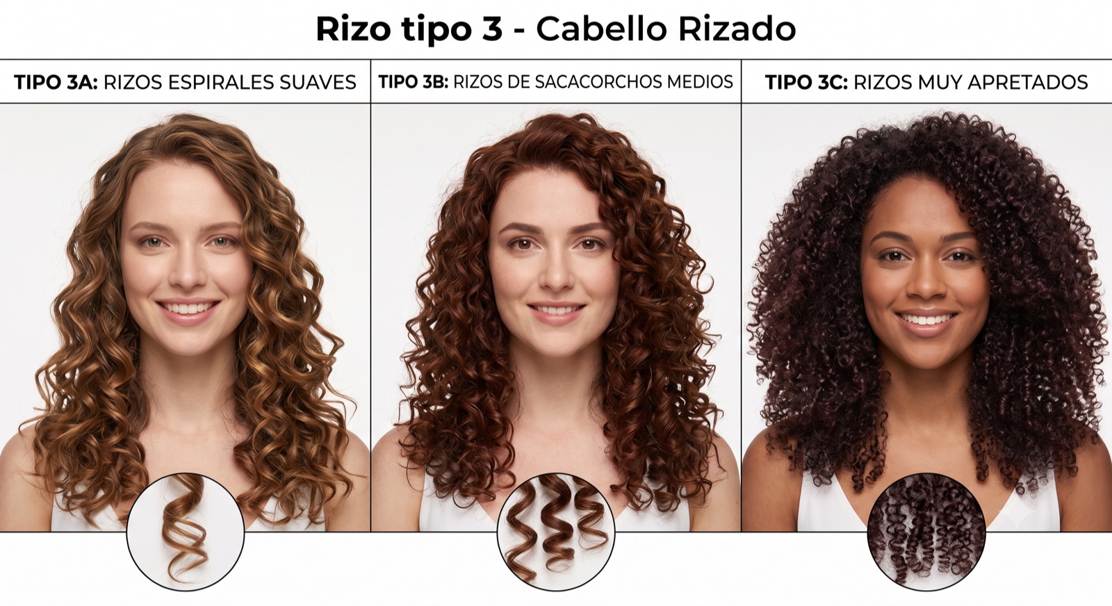 Guía visual de cabello rizado tipo 3